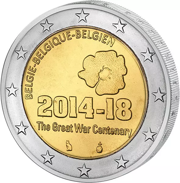 2 Euro Belgien 100 Jahre 1. Weltkrieg 2014
