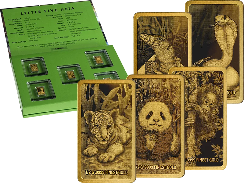 5 x 1.000 Francs Gabun Little Five Asia 2025