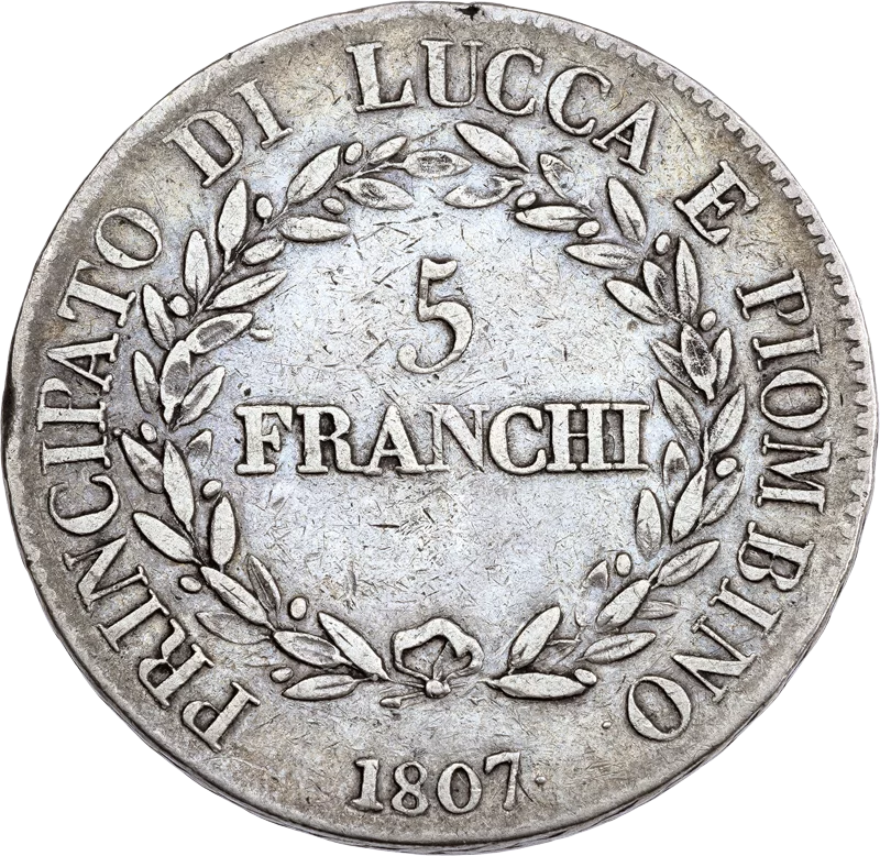 5 Franchi Italien Lucca und Piombino Bonaparte und Baciocchi 1805 - 1808