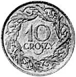 10 Groszy Polen (Deutsche Besatzung) Polnischer Adler 1923 Sehr schön