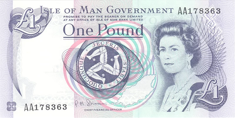 1 Pound Isle of Man Banknote Queen Elizabeth II. 2009