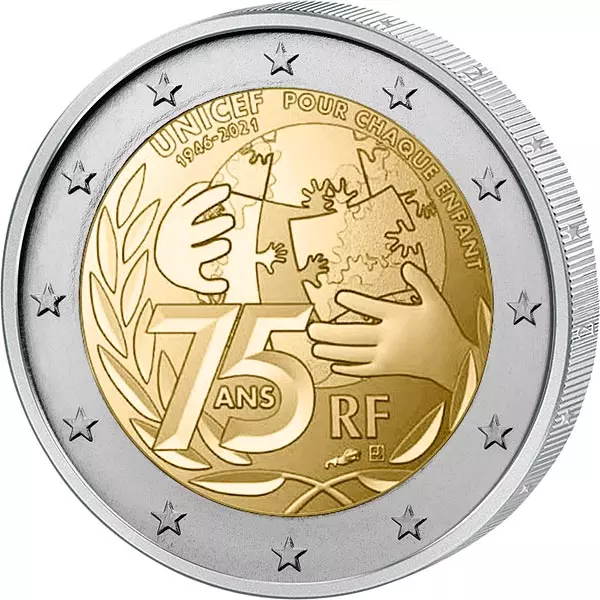 2 Euro Frankreich 75 Jahre UNICEF 2021 2 Euro Frankreich 75 Jahre UNICEF 2021