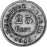 25 Centimes Belgien (Deutsche Besatzung) Wappenlöwe 1915-1918 sehr schön