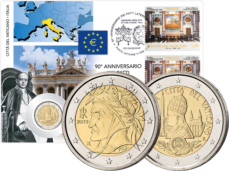 Doppel-Numisbrief Vatikan und Italien 90. Jahrestag Gründung Vatikan 2019