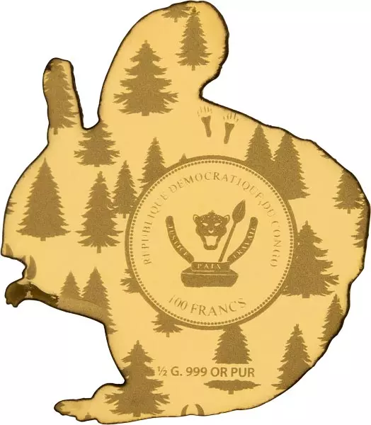 100 Francs Kongo Wildlife in Golden Shapes Eichhörnchen 2025