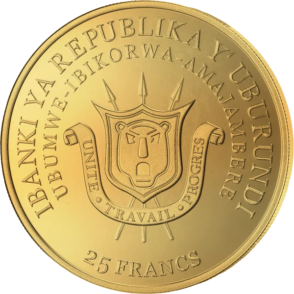 25 Francs Burundi Springbock 2026 Golden Holographic