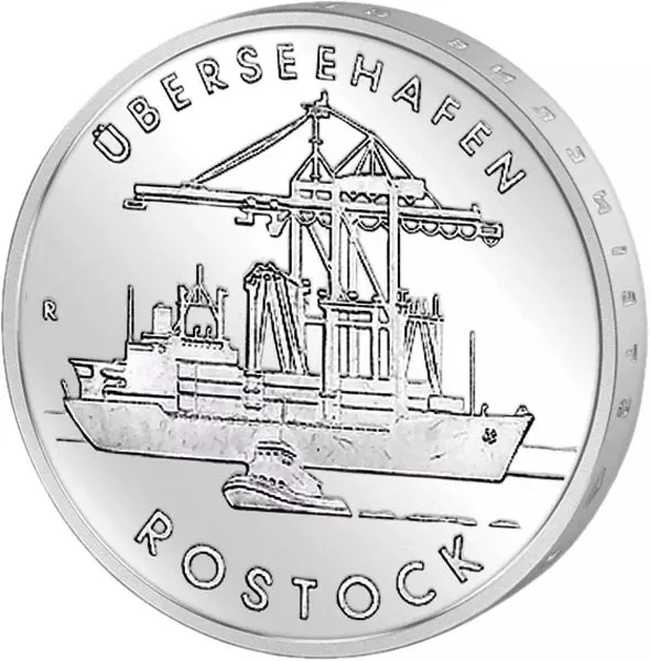 5 Mark DDR Überseehafen Rostock 1988 Stempelglanz