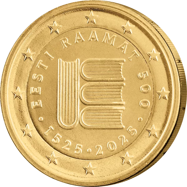 2-Euro-Gedenkmünze Estland 500 Jahre Textdruck 2025 als vollvergoldete Premiumausgabe