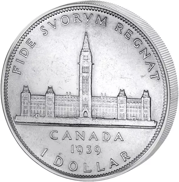 1 Dollar Kanada Parlamentsgebäude 1939 Vorzüglich