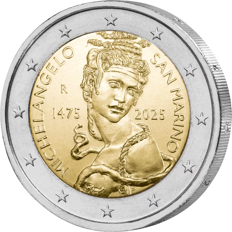 2 Euro San Marino Ersttagsedition 550. Geburtstag von Michelangelo 2025 2 Euro San Marino Ersttagsedition 550. Geburtstag von Michelangelo 2025