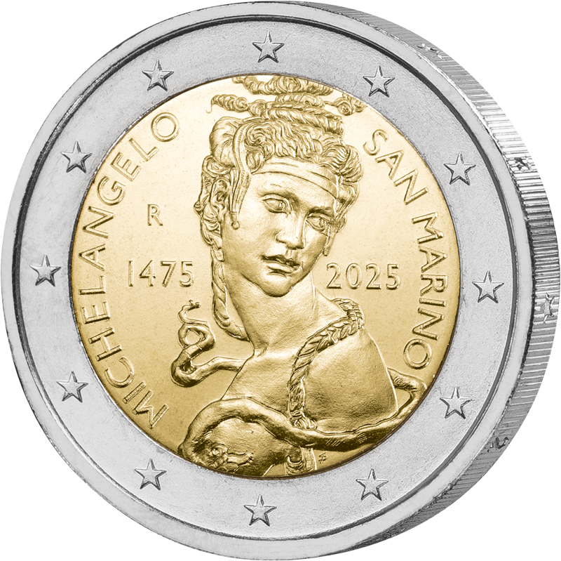 2 Euro San Marino Ersttagsedition 550. Geburtstag von Michelangelo 2025