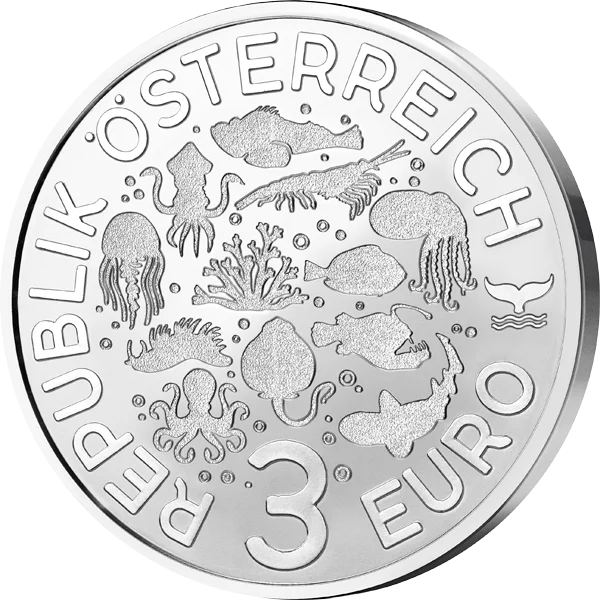 3 Euro Österreich Leuchtende Meereswelten - Leuchtkalmar 2025
