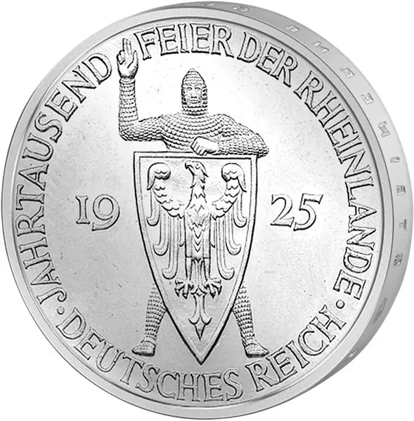 5 Mark Weimarer Republik Jahrtausendfeier Rheinlande 1925