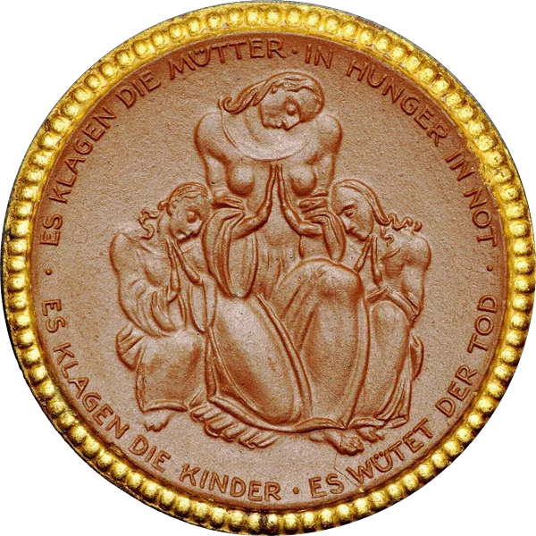 Porzellanmedaille Dresden auf das sächsische Rote Kreuz 1921