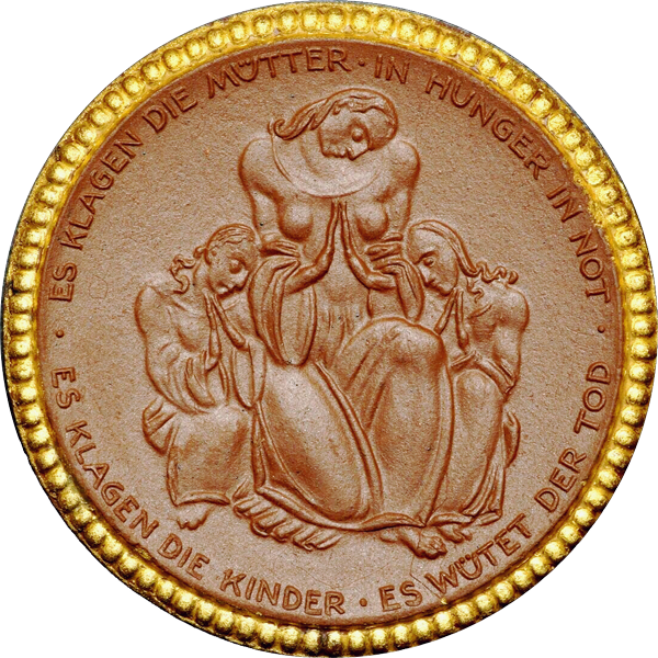 Porzellanmedaille Dresden auf das sächsische Rote Kreuz 1921