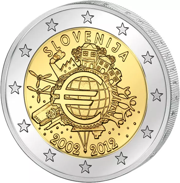 2 Euro Slowenien 10 Jahre Euro Gemeinschaftsausgabe aller Länder 2012 prägefrisch
