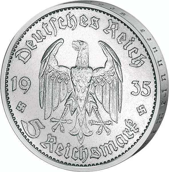 5 Reichsmark Drittes Reich Garnisonkirche Potsdam ohne Datum 1934-1935 vorzüglich