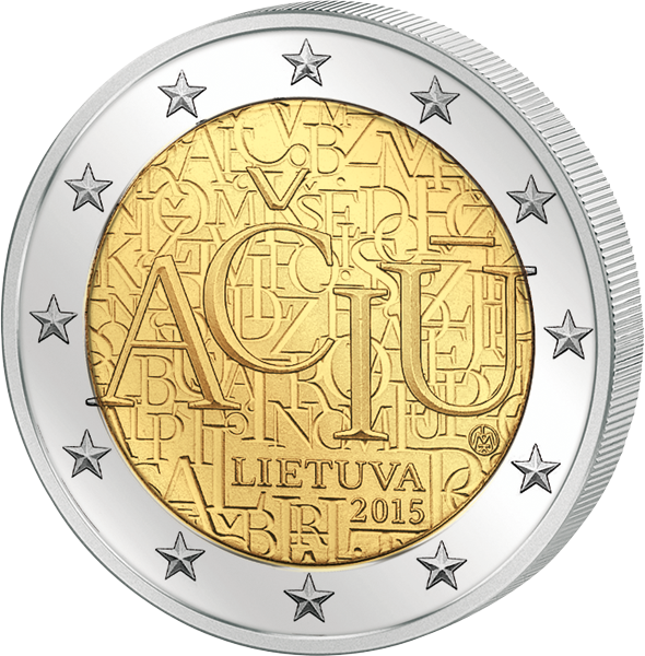 2 Euro Litauen Litauische Sprache 2015 Vorderseite 2 Euro Litauen Litauische Sprache 2015