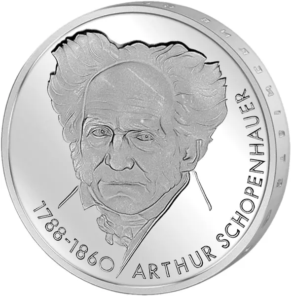 10 DM Münze BRD Arthur Schopenhauer 1988 Stempelglanz