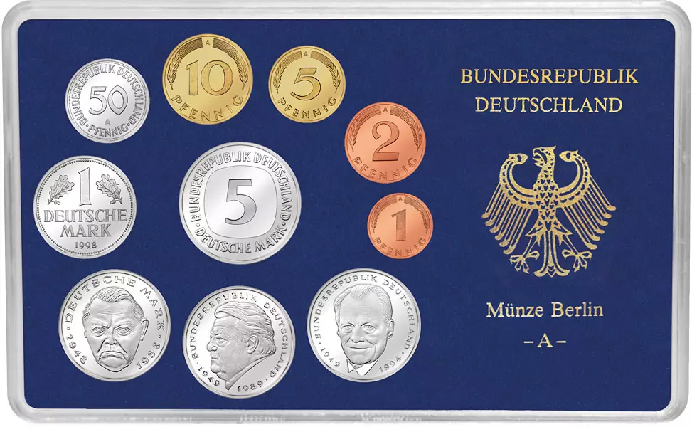 BRD-Kursmünzen-Serie 1998 Polierte Platte