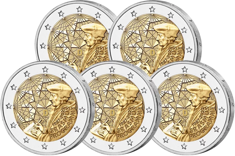 5 x 2 Euro BRD 35 Jahre Erasmus-Programm 2022