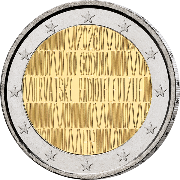 2 Euro Kroatien 100 Jahre kroatischer Rundfunk und Fernsehen 2026 in CoinCard