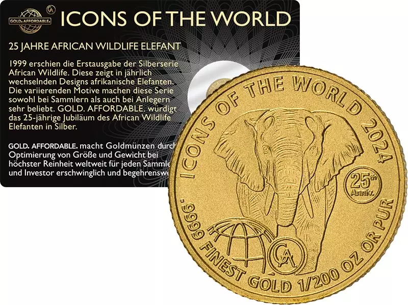 1/200 Unze Gold Ruanda Icons of the World - Elefant 2024