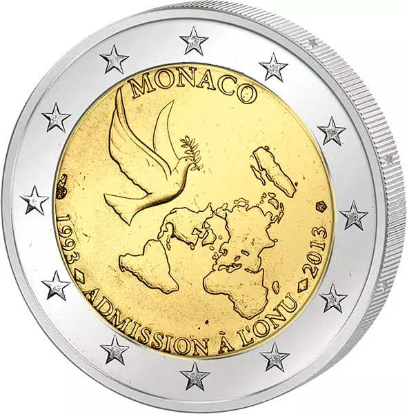 2 Euro Monaco 20 Jahre Mitglied in den Vereinten Nationen 2013