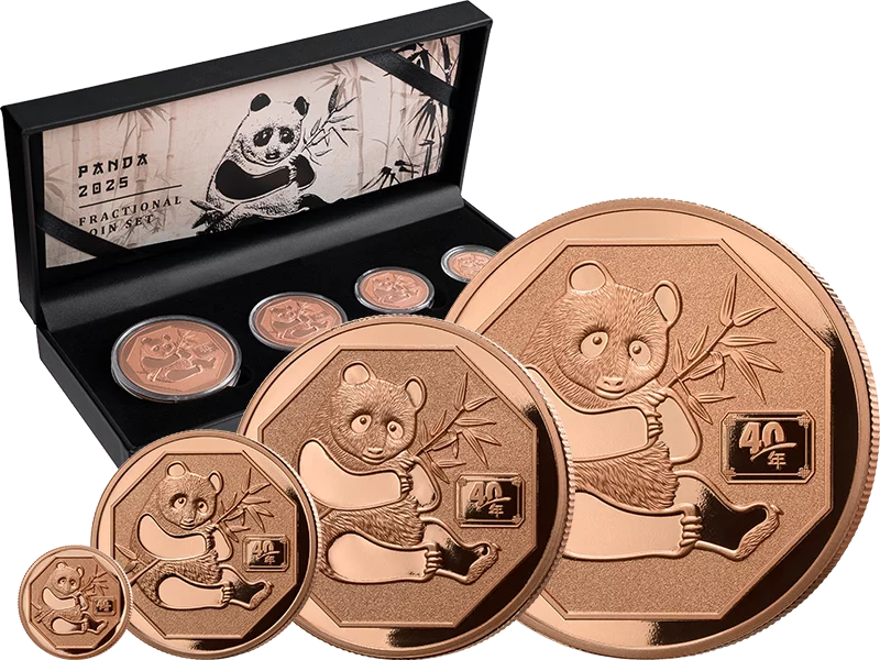 5 - 50 Cents Liberia Copper Panda Fractional Set 2025 5 - 50 Cents Liberia Copper Panda Fractional Set 2025