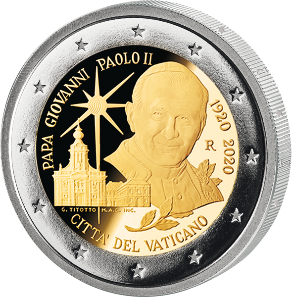 2 Euro Vatikan 100. Geburstag Johannes Paul II 2020 Vorderseite 2 Euro Vatikan 100. Geburstag Johannes Paul II 2020