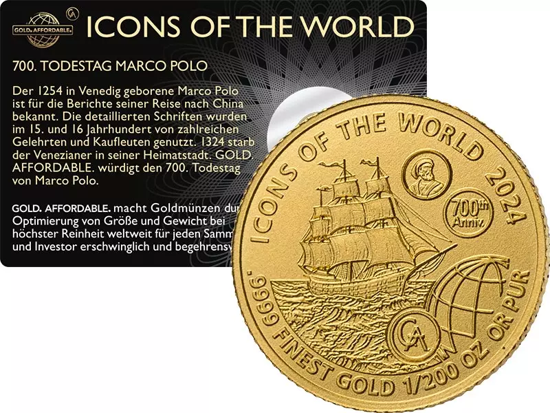 1/200 Unze Gold Ruanda Icons of the World - 700. Todestag Marco Polo 2024