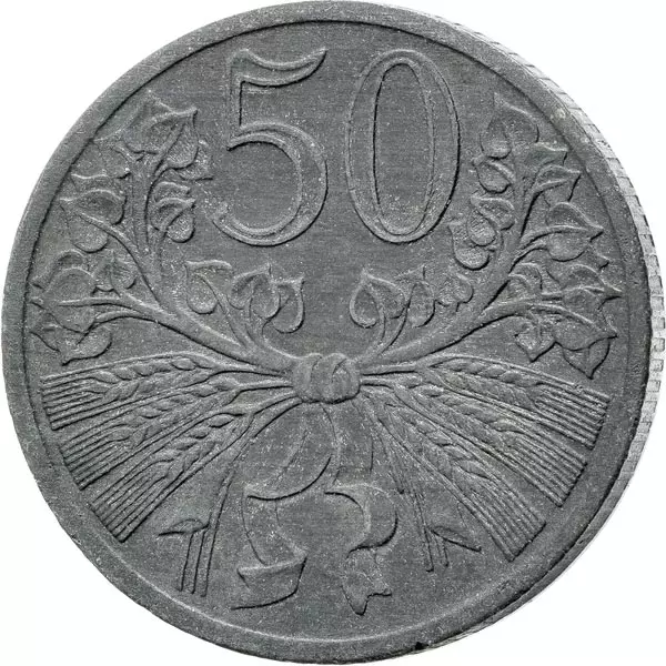 50 Haleru Protektorat Böhmen Ähren und Blumen 1940-1944 sehr schön