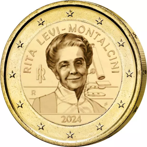 2-Euro-Gedenkmünze Italien Medizinerin Rita Levi-Montalcini 2024 als vollvergoldete Premiumausgabe