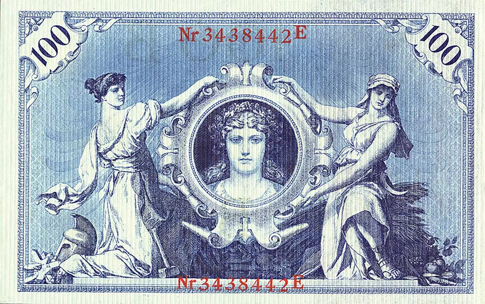 100 Mark Deutsches Reich Reichsbanknote Allegorien 1908
