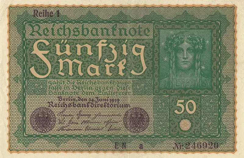 50 Mark Weimarer Republik Banknote Wiener 1919