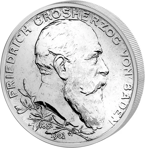 2 Mark Deutsches Kaiserreich Baden Großherzog Friedrich 50. Regierungs Jubiläum 1902 vorzüglich 2 Mark Deutsches Kaiserreich Baden Großherzog Friedrich 50. Regierungs Jubiläum 1902 vorzüglich