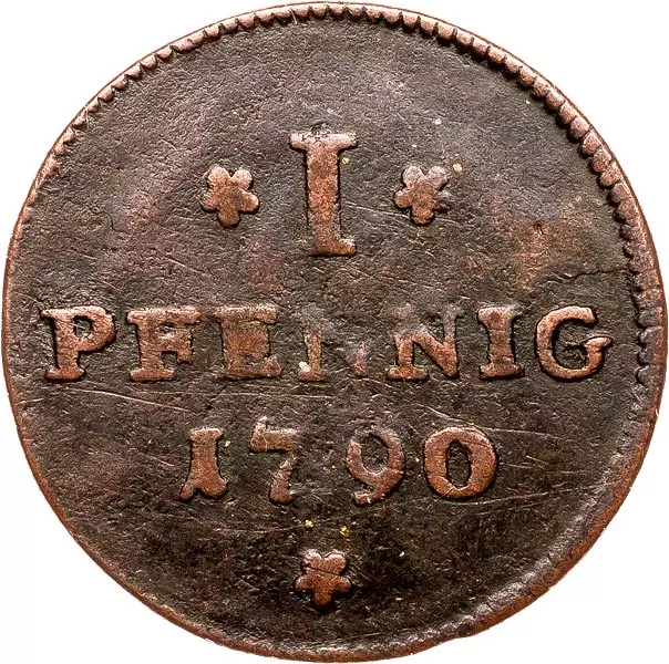 1 Pfennig Hessen-Darmstadt Landgraf Ludwig IX 1784-1790