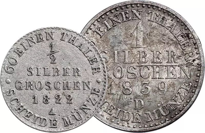 1/2 und 1 Silbergroschen Preußen König Friedrich Wilhelm III. 1821-1840