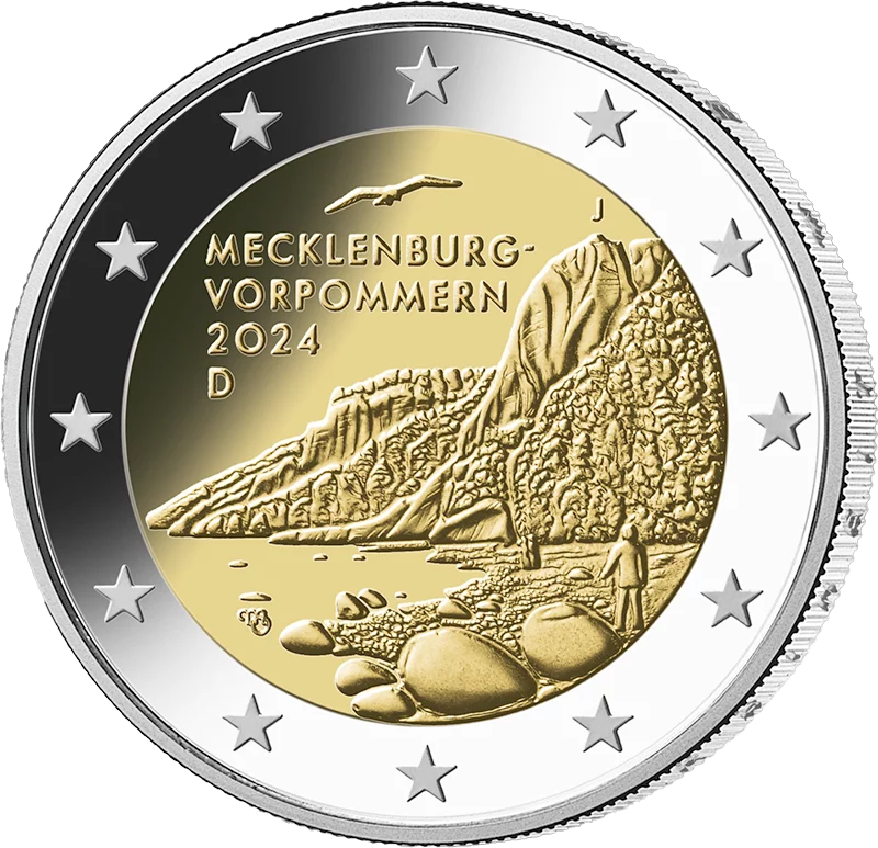 Euro-Kursmünzensatz BRD 2024 inkl. 2 Euro Mecklenburg-Vorpommern Königsstuhl 2024 Polierte Platte