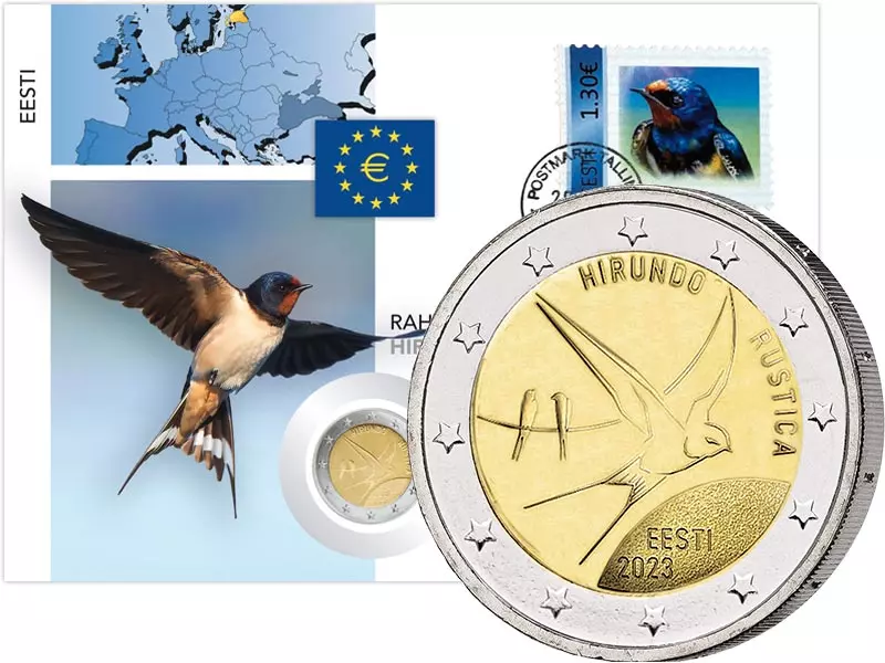 2 Euro Numisbrief Estland Rauchschwalbe 2023