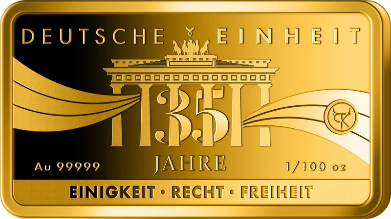 Goldbarren 35 Jahre Deutsche Einheit - Neues Reisegesetz