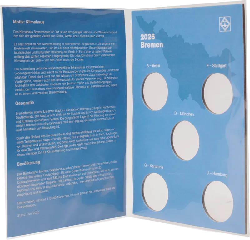 Sammelkarte für 2 Euro-Gedenkmünzen Bremen Klimahaus 2026