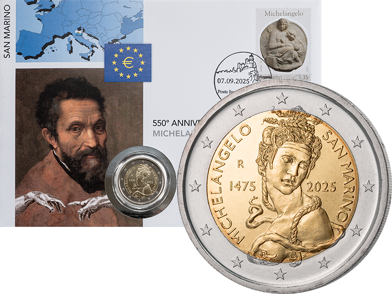 2 Euro Numisbrief San Marino 50. Geburtstag Michelangelo 2025