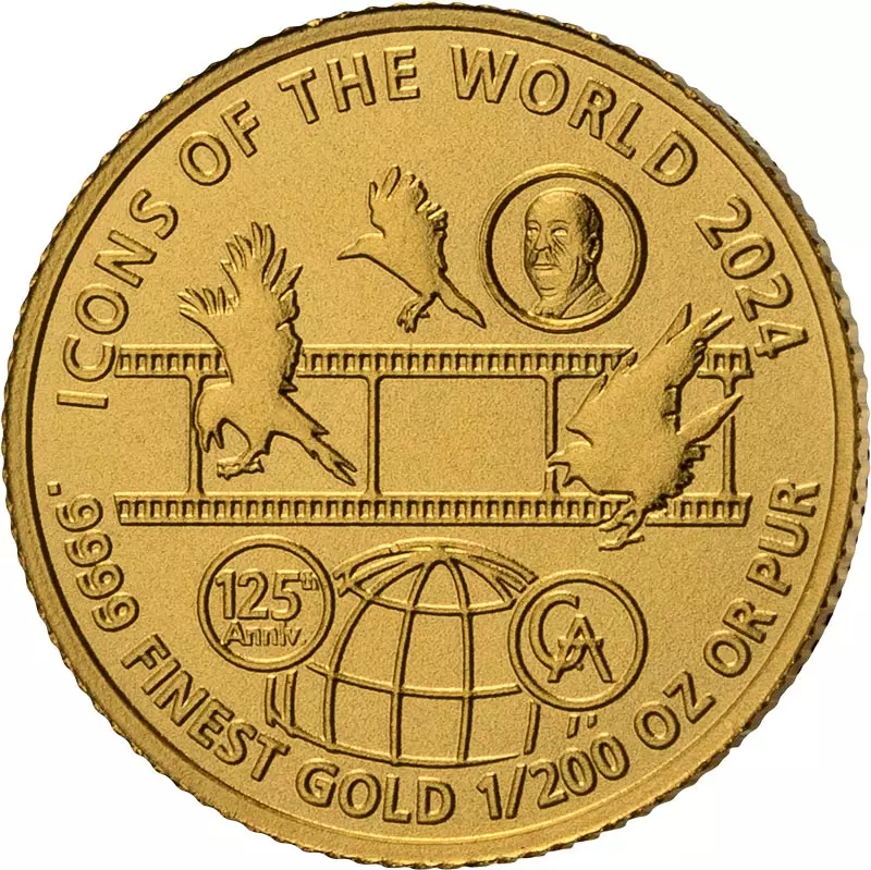 1/200 Unze Gold Ruanda Icons of the World - 125. Geburtstag Alfred Hitchcock 2024