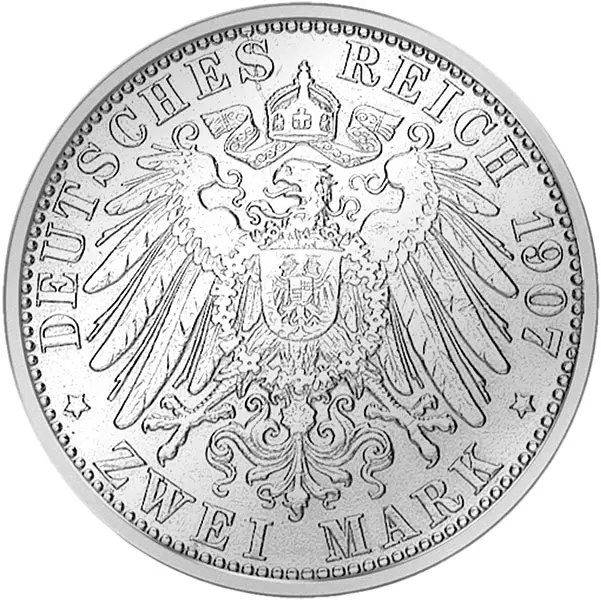 2 Mark Hamburg Wappen großer Adler 1892-1914 sehr schön 2 Mark Hamburg Wappen großer Adler 1892-1914 sehr schön