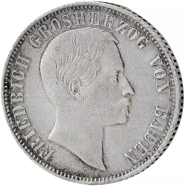 1/2 Gulden Baden Großherzog Friedrich I. 1860-1865