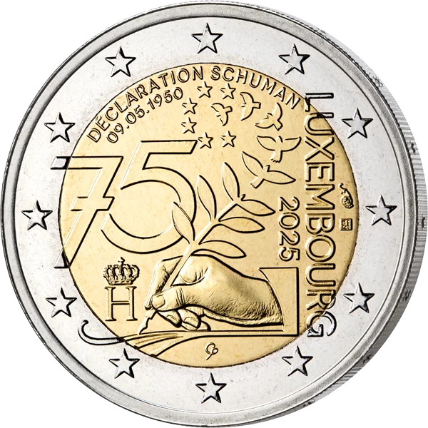 2 Euro Luxemburg 75 Jahre Schuman-Erklärung 2025 in Coin Card