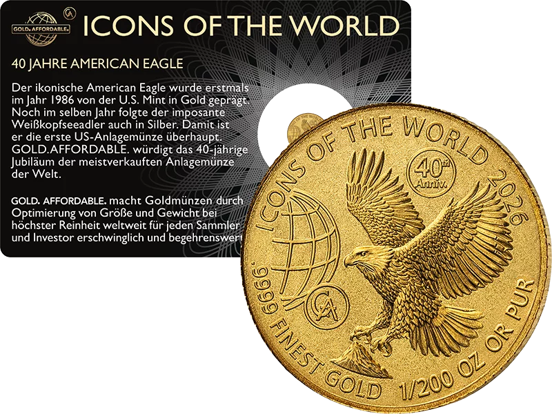 1/200 Unze Gold Ruanda Icons of the World - 40 Jahre American Eagle 2026