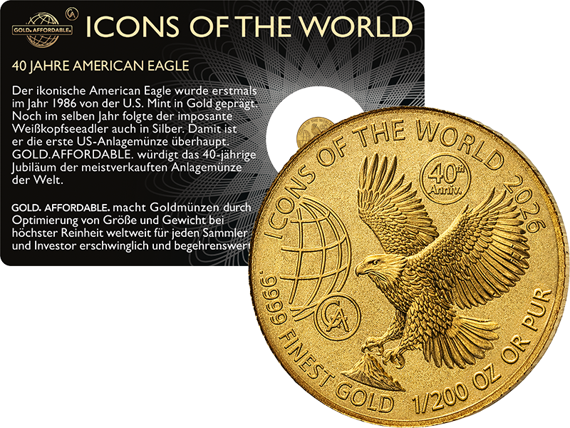 1/200 Unze Gold Ruanda Icons of the World - 40 Jahre American Eagle 2026
