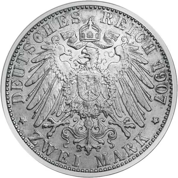 2 Mark Deutsches Kaiserreich Baden Großherzog Friedrich I. 1902-1907 sehr schön 2 Mark Deutsches Kaiserreich Baden Großherzog Friedrich I. 1902-1907 sehr schön